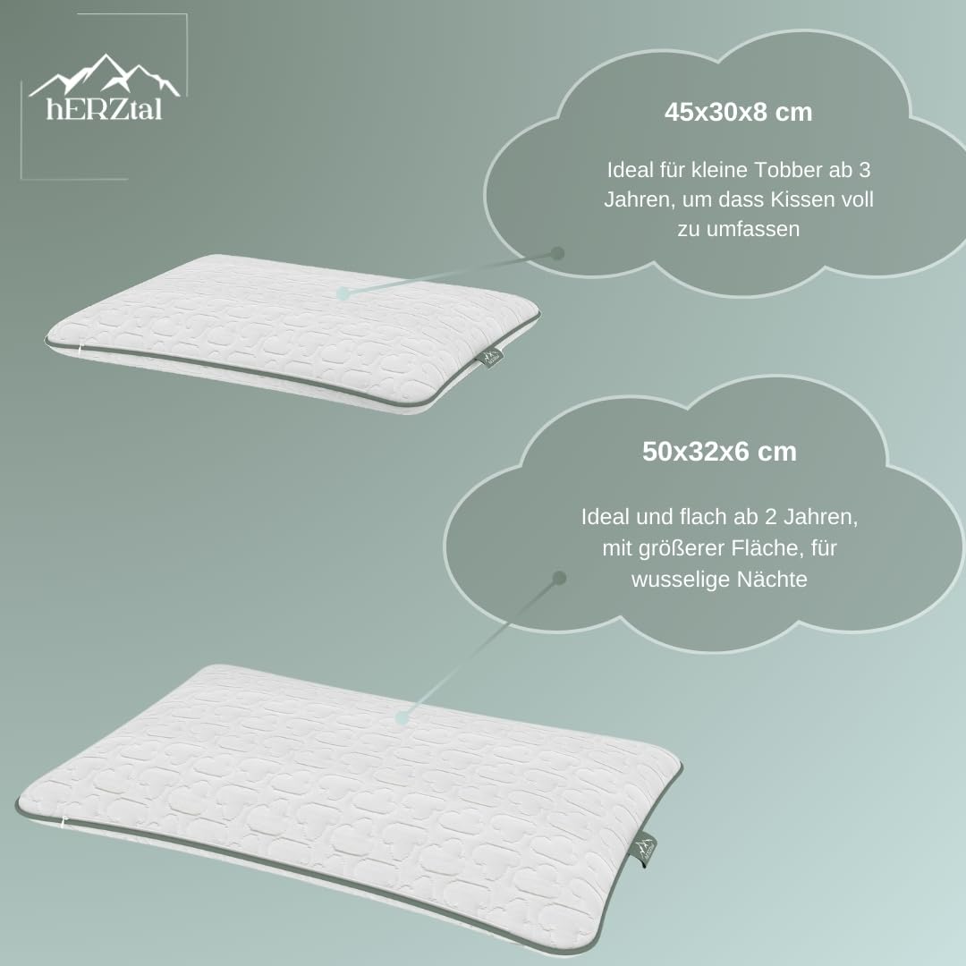 Babykissen/Kinderkissen, Sehr Gut bewertet, Kinderkopfkissen 45x30x8cm, Ökotex Zertifiziert, Nachhaltig, Unabhängig Zertifiziert (6-10 Jahre)
