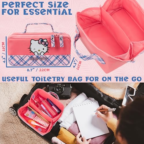 Image of Get Trend Hello Kitty Toiletry Bag, Travel Essentials, Girls Makeup Bag Airplane, Cruise Essentials, Travel Accessories, Gifts for Women, Teens (Pink Hello Kitty)