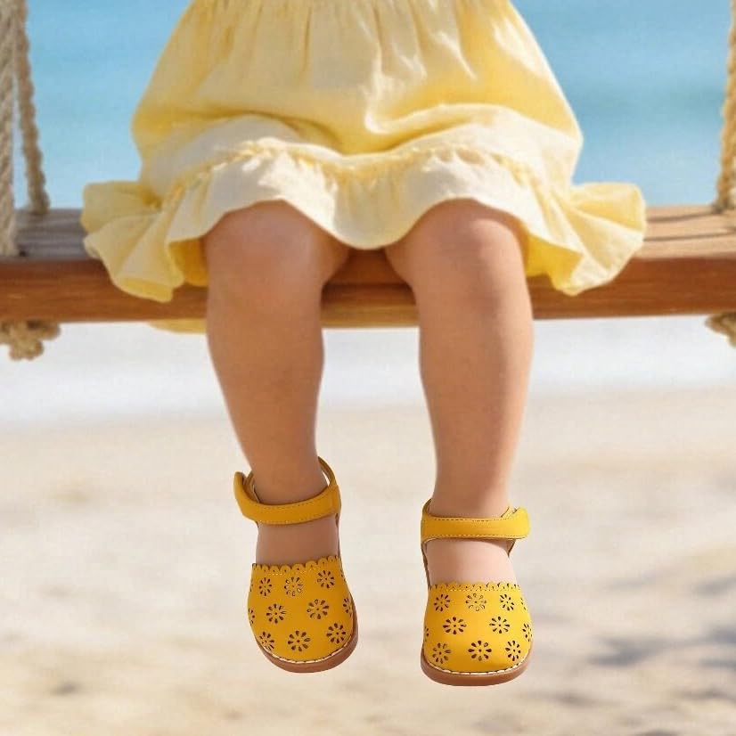 Image of ESTINE Toddler Girls Little Kids Close Toe Sandals - Flower Girl Dress Flats Summer Shoes