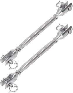 QANYEGN 2Pcs Stainless Steel Jaw Turnbuckle Connector Fasteners Jaw Turnbuckle, Heavy Duty Jaw Turnbuckle, Marine Closed Body Jaws, for Marine Applications(M4)