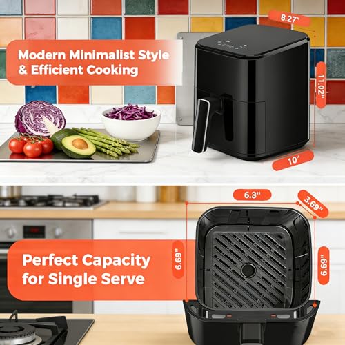 Image of HealSmart 3.17 Qt Compact Air Fryer, 8-in-1 Digital Small AirFryer with 400F, Nonstick Dishwasher-Safe Basket, Auto Shutoff, Overheat Protection, for Quick Healthy Meals, Black
