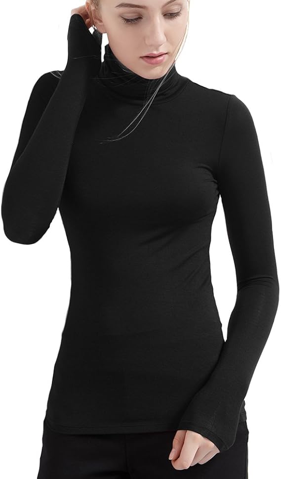 Womens Turtleneck Long Sleeve Basic 