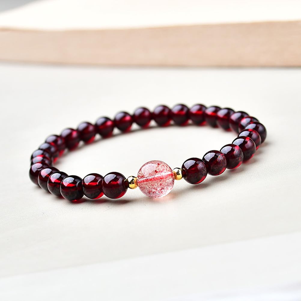 Pulsera de Cristales de Granate de rodolita Real Natural, Cristal para Mujer, Cuentas de 4/0.236 in, Piedra Natural semipreciosa, joyería elástica, Chakras, Piedras Preciosas,4mm