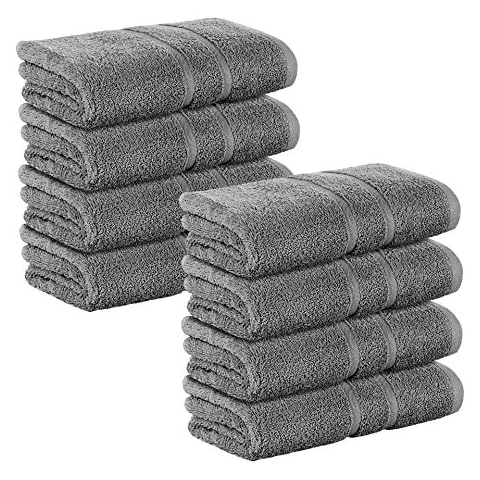 8 Stück Premium Frottee Handtücher 50x100 cm in dunkelgrau Cover