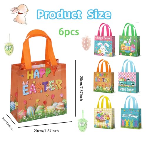 6 Stück Geschenktüten Ostern Mittel mit 6 Verschiedenen Designs Ostertüten zum Befüllen Geschenktüte Ostern Tüten Kinder Geeignet für Ostereier, Süßigkeiten, Snacks, Kleines Spielzeug