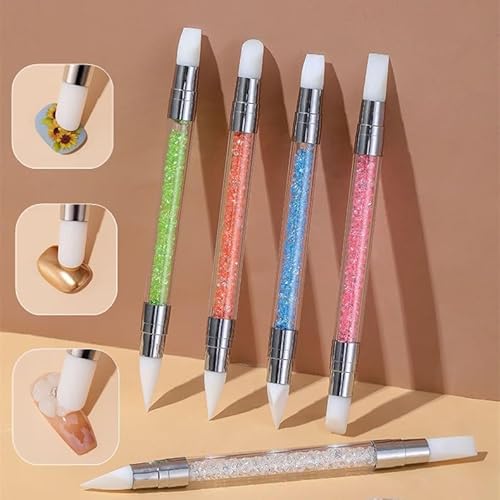 Fulinjoy 5Pcs Nail Art Sculpture Pen Dual Tipped Silicone Nail Tools, Nail Art Acrylic Pen Silicone Brushes For Resin, Nail Art Tools For Design Nail Foil Carving Drawing Effect Shaping Drawing thumb #6