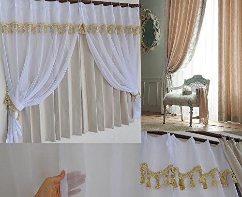 Amazon Co Jp お姫様カーテン 豪華上飾り付きボイルレースカーテン フリンジゴールド 結び飾り 出窓用 5cm 108cm 1枚入 ホーム キッチン Amazon Co Jp お姫様カーテン 豪華上飾り付きボイルレースカーテン フリンジゴールド 結び飾り 出窓用 5cm 108cm 1枚入 ホーム キッチン