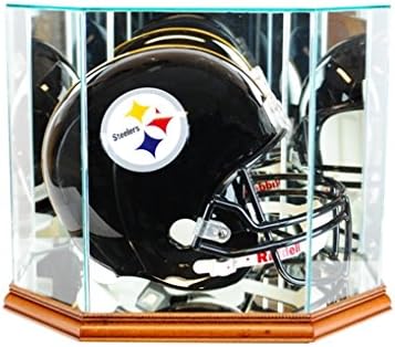 Perfect Cases FBHO-W Octagon Full Size Football Helmet Display Case44; Walnut
