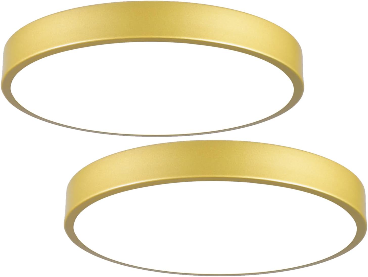 Gold Metal Flush Mount LED Ceiling Light 9 Inch 2 Pack, Dimmable 3000-5000k 20W Modern Thin Round Ceiling Light Fixture, Low Profile Ceiling Lamp for Bedroom Bathroom Entryway