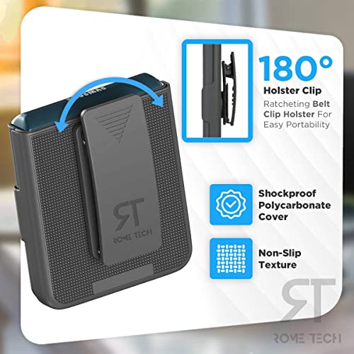 Rome Tech Belt Clip Phone Case For Samsung Galaxy Z Flip 3 5G - Sm-F711B - Slim Heavy Duty Rugged Slide Hip Holster Cover With Kickstand Compatible With Galaxy Z Flip3 5G - Black #TOP2