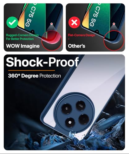 Image of WOW IMAGINE Shockproof Hybrid Back Cover for Redmi A4 5G | Poco C75 5G | 14C 5G | Poco M7 | Hard Slim fit Back Case | PC & TPU | Clear Transparent Case - Blue