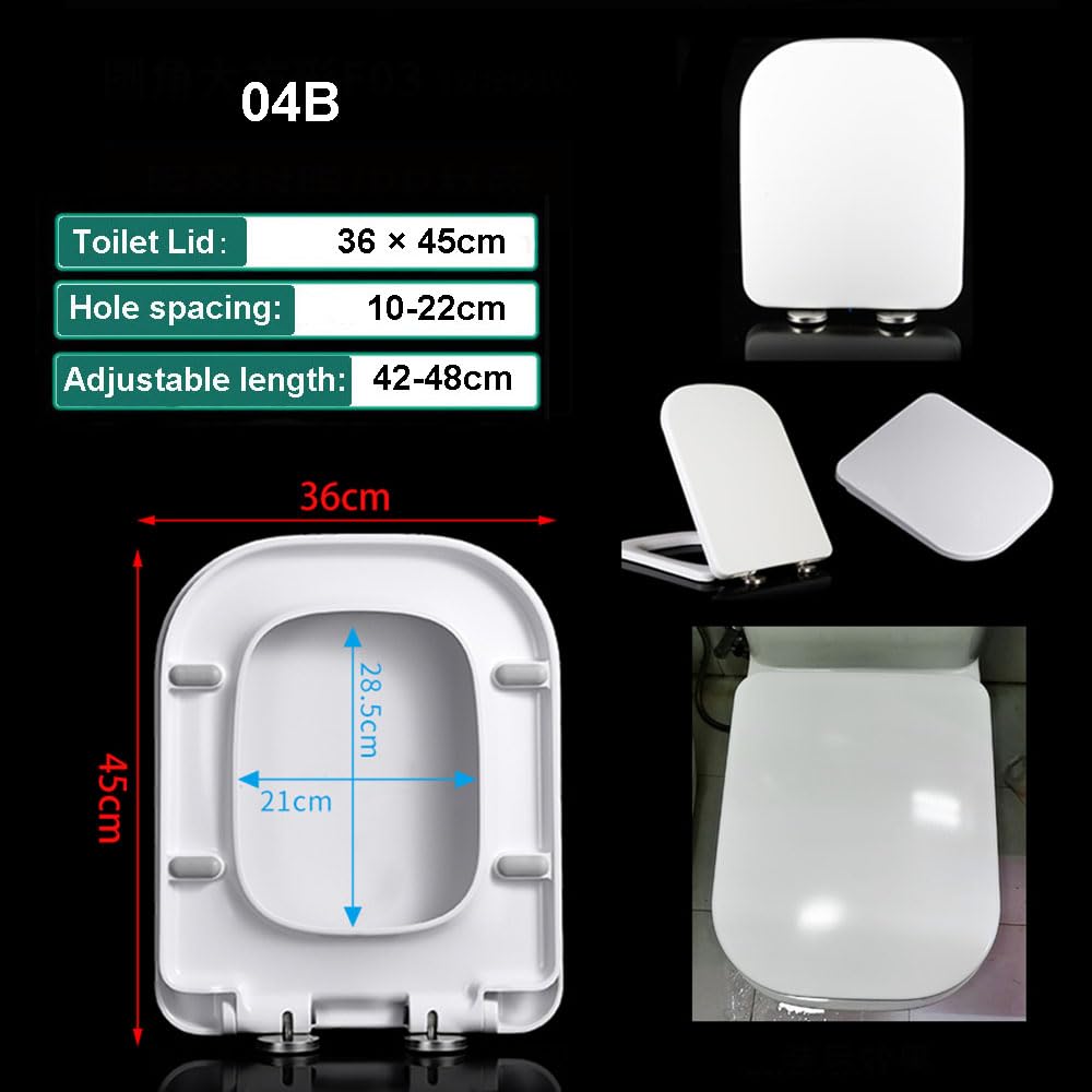 Sedile WC quadrato bianco con cerniere a sgancio rapido, design rettangolare, facile fissaggio superiore, accessorio moderno per il bagno, ideale per la ristrutturazione della casa