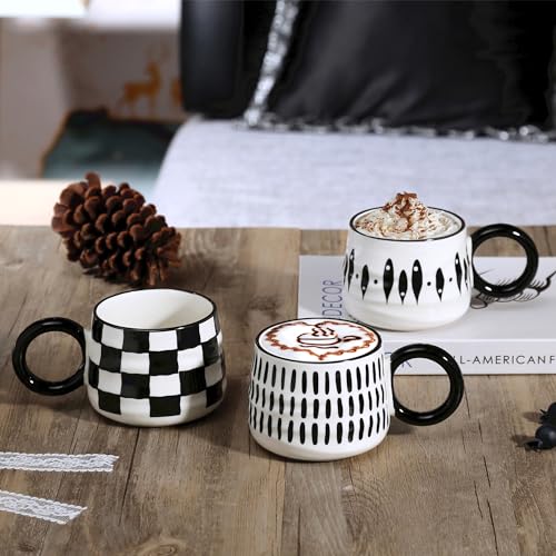 Taza de cerámica para café 12 oz con asa y diseño ajedrezado miniatura 7