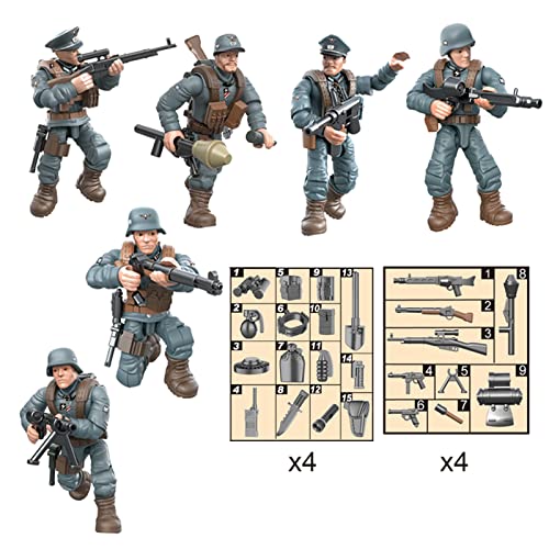 Meiest 6 Pcs Mini Wwii Soldier Military Action Figures, Army Model Building Block Toys With Multiple Military Weapons Accessories,Party Favors Set For Kids (German Army) #TOP1