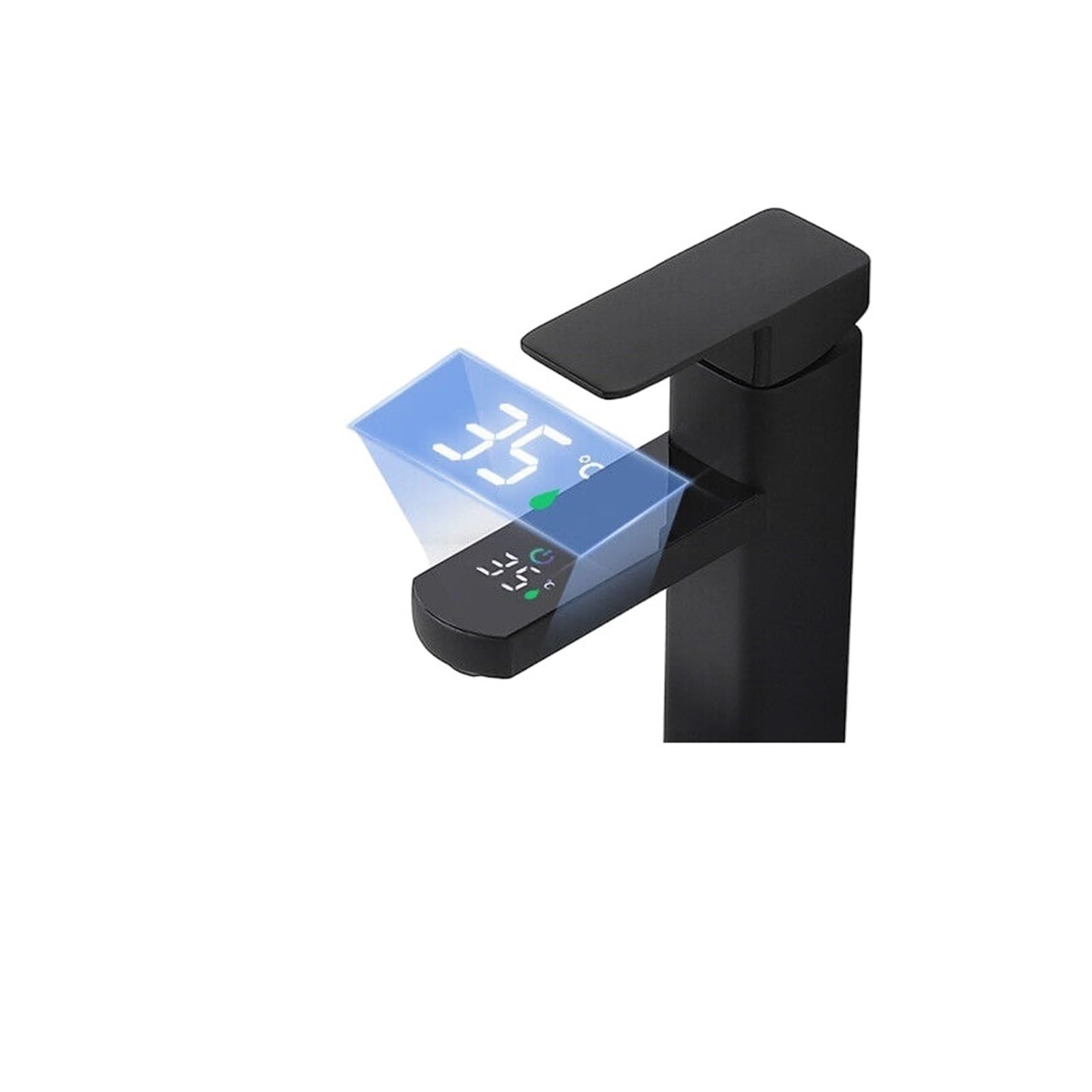 Robinetterie de cuisine et salle de bains noire avec mitigeur tactile et écran LED autonome