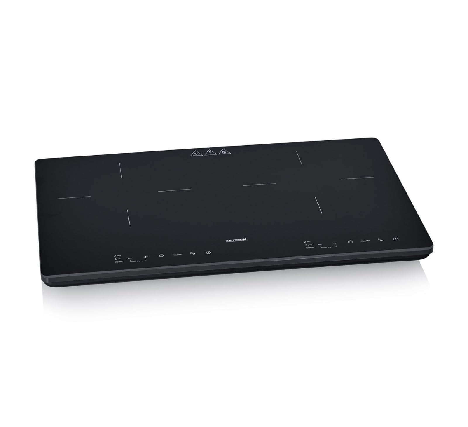 SEVERIN Placa de inducción doble, vitrocerámica, 10 niveles de potencia, pantalla táctil con función de temporizador, señal acústica y desconexión automática, 3.400 vatios, negro/cristal, DK 1033