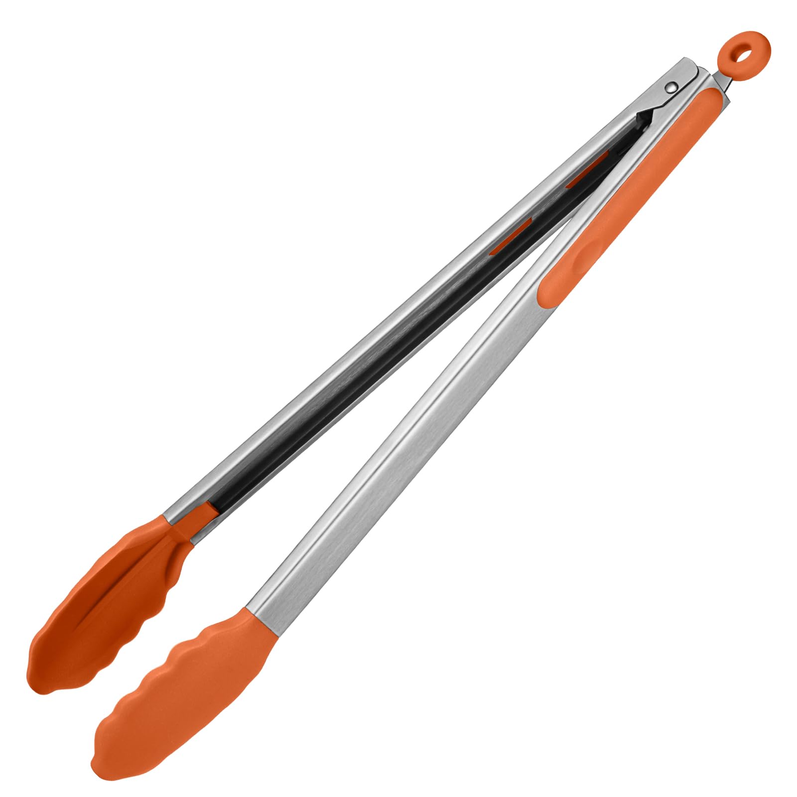 U-Taste 40cm Silikon-Küchenzange 315℃ hitzebeständige Kochzange mit fest versiegelten Antihaft-Gummispitzen & silikonbeschichtetem Stahlgriff & glatter Verriegelung zum Servieren von Grill (Orange)
