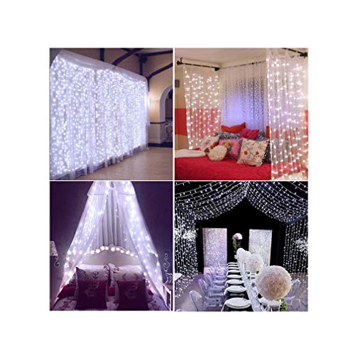 Decute Curtain Lights, 9.8 X 9.8ft 306 LED UL Listed Christmas Decoration Fairy Light for Wedding, Bedroom, Bed Canopy, Garden, Patio, Outdoor Indoor, White