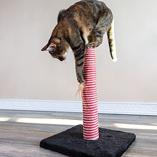 Rascador para gatos Midlee Candy Cane con juguete pluma miniatura 4