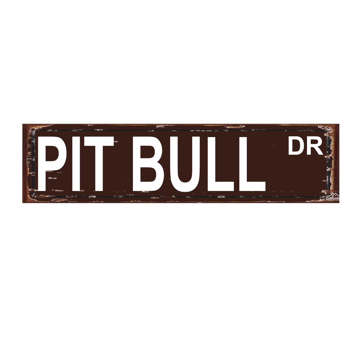 Pit Bull DR Sign Dog Lover Funny Street Sign Novelty Sign for Door Name Plate Plaque Home Patio Garden Bar Farm House Garage Wall Decor Metal Tin Sign 4x16 Inch