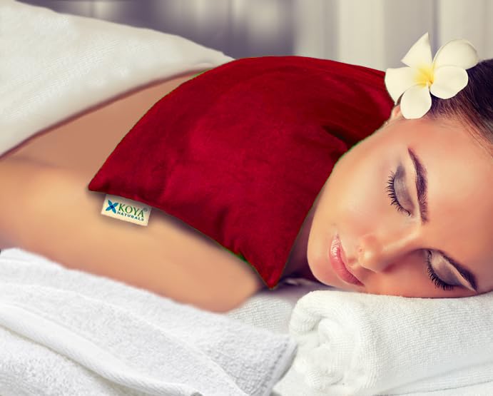 KOYA Naturals Soft Cherry Pit/Stone Pillow Heating Pad Microwavable - Moist Heat Pack Pad for Neck Muscles Joints Stomach Pain Menstrual Cramps - Warm Wrap Therapy (Red)