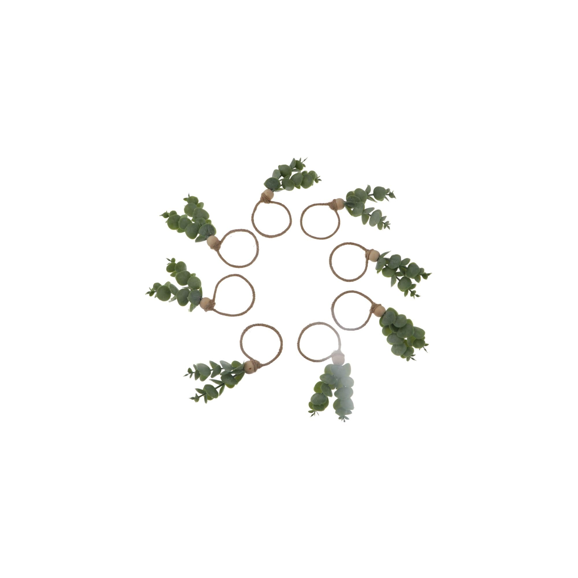 Serviettenringe, Eukalyptusblätter, Serviettenringe, Boho, Grün, Serviettenringe, rustikale Bauernhaus-Serviettenhalter aus Holz für Hochzeiten, Partys, 8 Stück