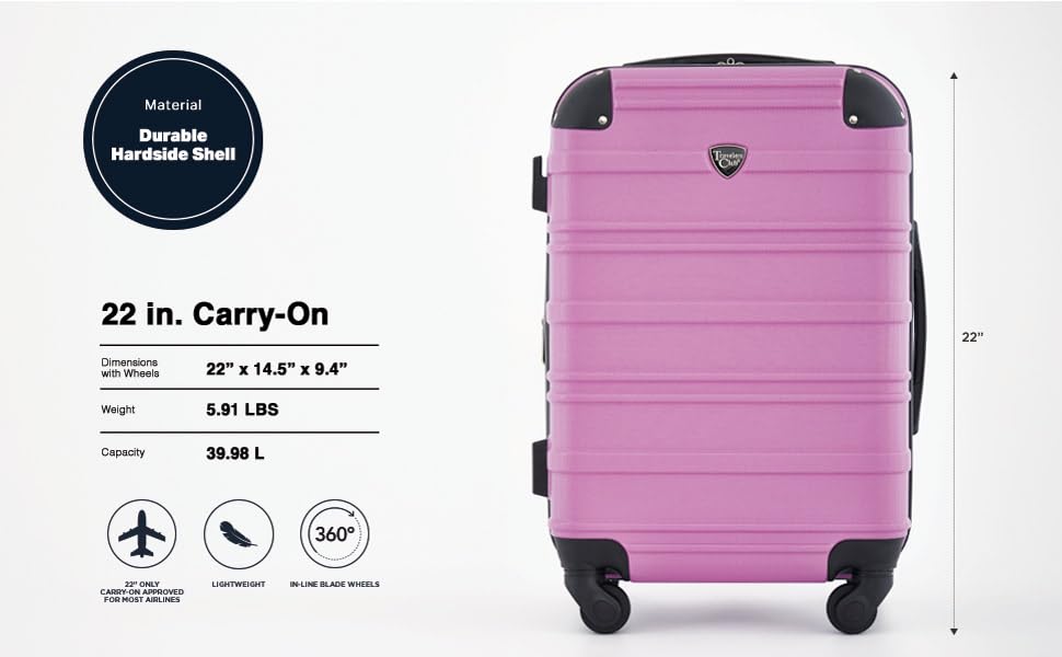 Image of Travelers Club Phoenix Luggage, Mulberry, 22-Inch Carry-On