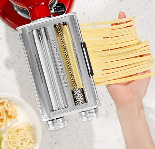 Pasta Roller & Cutters Attachment For Kitchenaid Stand Mixers, 3 In 1 Pasta Maker Set Included Pasta Sheet Roller, Spaghetti Cutter, Fettuccine Cutter Maker Accessories And Cleaning Brush #TOP7