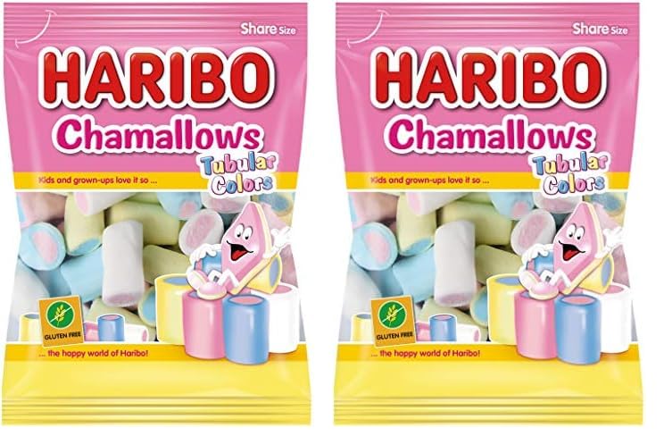 Haribo Chamallows Tubular Colors Espumas Dulces, 250g (Paquete de 2)