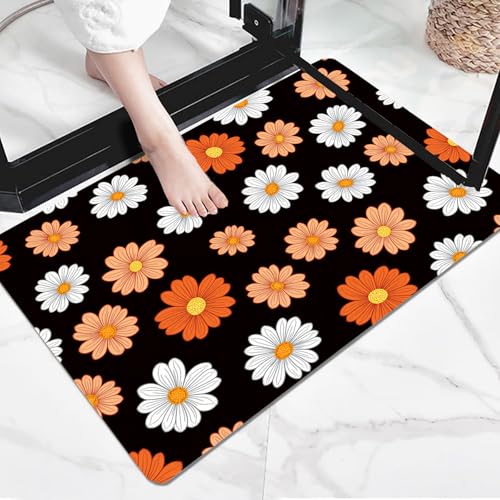 Tapis de salon antidérapant pour entrée et chambre motif marguerite