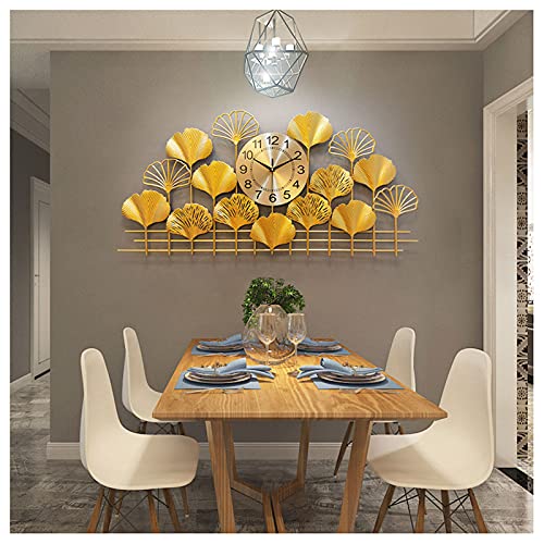 Horloge murale d'art 3D motif Ginkgo pour la décoration de votre salon