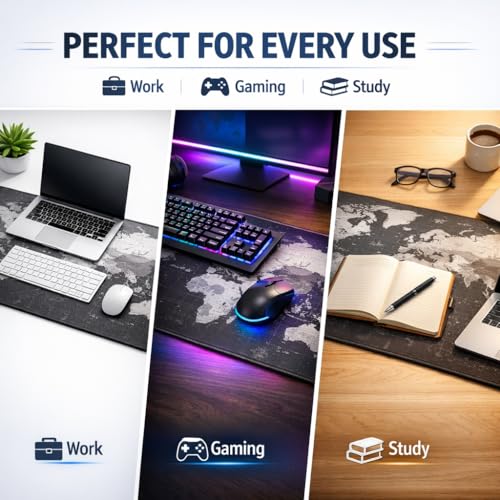 Image of EliteWiz Extended Gaming Mouse Pad XXL 80 x 30 cm | Large Desk Mat, Waterproof, Anti-Slip Rubber Base, Stitched Edges, For Keyboard & Mouse