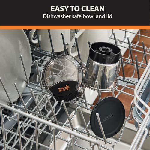 Image of KRUPS: 3oz Coffee Grinder, Ultimate Silent Vortex Plastic and Stainless Steel Grinder with Removable Bowl Mess-Free, 8 Times Quieter, 2 Speeds 240 Watts,Dry Herbs,12 cups ground Silver (Pack of 2)