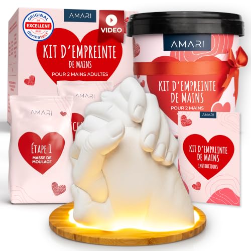 Amari ® 3D Kits de Moulage et D'empreintes – kit de Moulage Main pour Les Couples et Les familles – kit Moulage Main Couple platre pour Moulage Main Moule...
