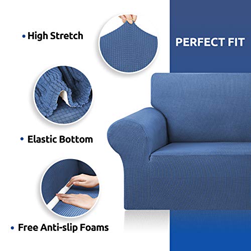 KEKUOU Stretch Oversized Sofa Slipcover 1 Piece Couch Sofa Cover (94"-110") Furniture Protector 4 Seater Sofa with Elastic Bottom for Kids,Pet.Jacquard Checked Pattern Fabric(X Large,Riverside)