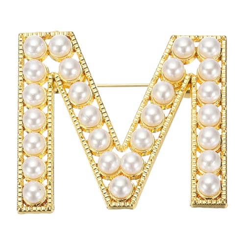 Image of PATIKIL Letter Brooch Pins, Pearl Initial Alphabet Letter Lapel Badges Pin for Women Men Girl Wife Suits