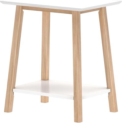 Miniatura 50 de Plank+Beam Mesa auxiliar de madera con almacenamiento, mesas auxiliares modernas de mediados de siglo para sala de estar, mesita de noche pequeña de