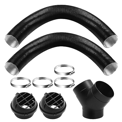 Air Diesel Heater Set 75mm Heater Car Auto Pipe Ducting T/Y Branch Warm Air Outlet Vent Kit 2pcs Tuyere + 4 Clips (Y-Type)