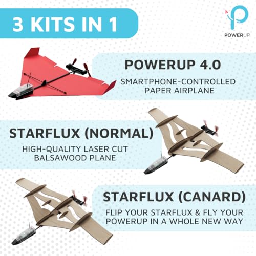 Image of POWERUP 4.0 Starflux Paper Airplane Kit Smartphone Bluetooth RC Plane Motor | Smart Autopilot. Onboard Gyro Adds Effortless Flight Control. Awesome Gift for Aviation Enthusiasts. Impact Resistant Design