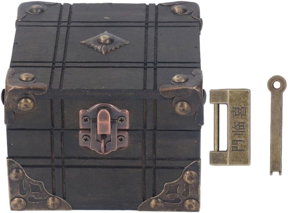 Wooden Jewelry Storing Trinket Box With Lock Vintage Exquisite Handmade Jewelry Display Storage Treasure Chest Case Home decoration