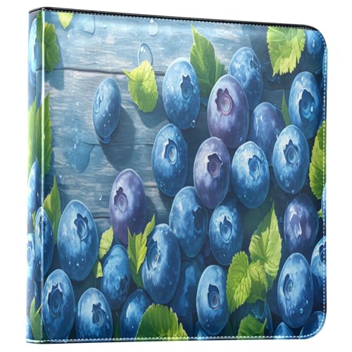 Kigai Blueberries Photo Album Self Adhesive Scrapbook Album Leather Cover DIY Picture Scrap Book with 20 Adhesive Sheets, 11.8x24x0.8 inch