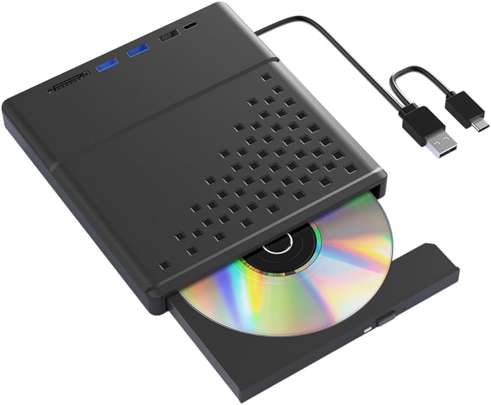 Portable DVDs Writer DVDs Player, USB3.0 2.0 External Opticals Drives for PC Laptop