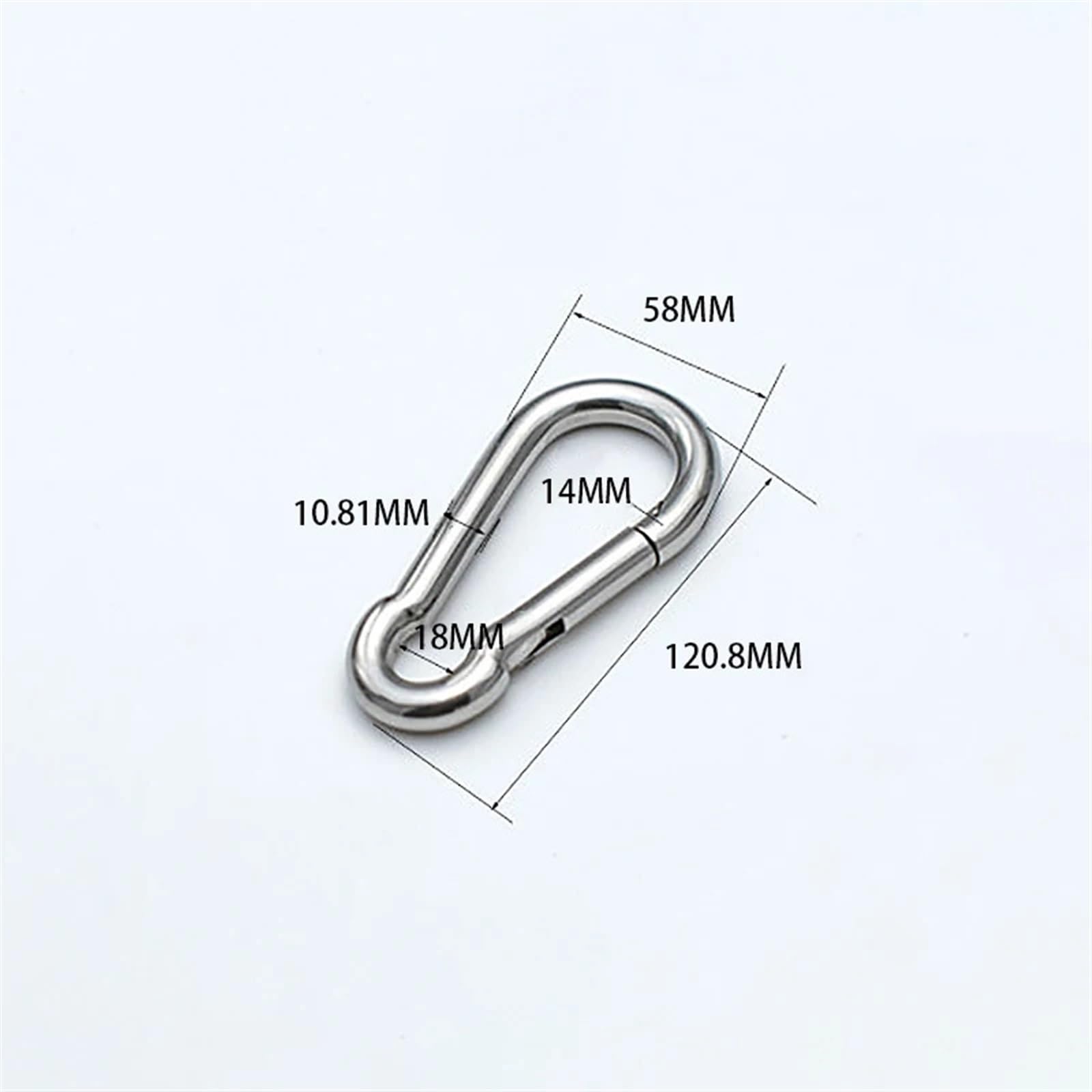 1 mosquetón de acero inoxidable 304/316, llavero con hebilla para exteriores, camping, senderismo, 120 mm de longitud, resistente al óxido, conector