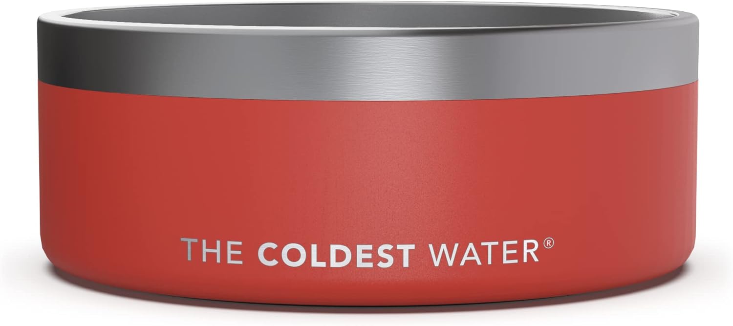 Coldest Dog Bowl - Stainless Steel Non Slip Dog Bowls, Cats, Pet Feeding for Food or Water (64 oz, Crimson Red) : Pet Supplies