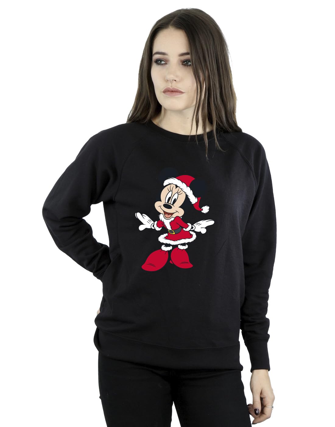Absolute Cult Women's Black Disney Minnie Mouse Christmas Outfit Sweatshirt X-Large