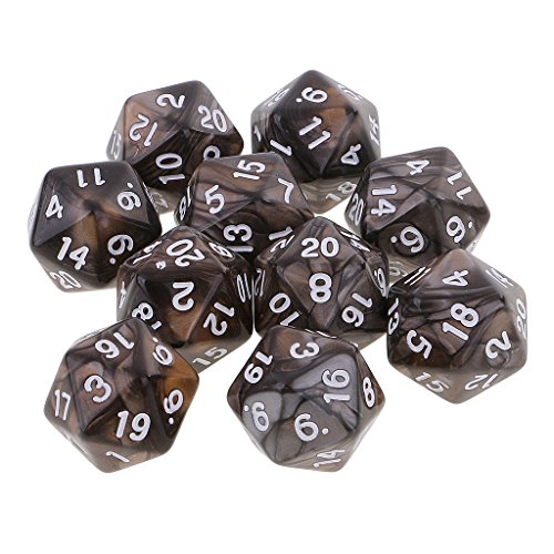 Preisvergleich Produktbild sharprepublic 10pcs 20 Seitige Spiele Würfel W20,D20 Dice - Kaffee Grau