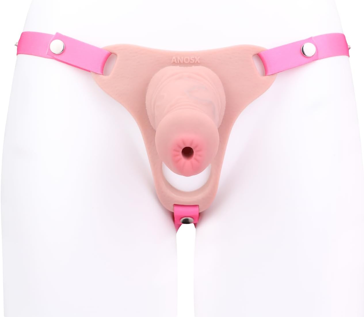 Harness Strap On Chastity Cage with Penis Ring, Silicone Male Chastity Device Cock Cage Bondage Wearable Penis Cages Men Adult Sex Toy (Pink)