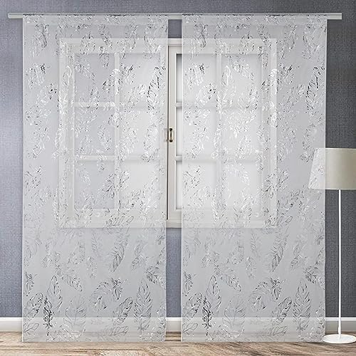Tenda Finestra Fiori E Uccelli - Stile Rustico, Trasparente, 150x90 Cm - Foto 4