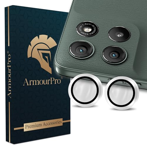 Image of ArmourPro Camera Rings Tempered Glass for Motorola G67 Power (6.7 Inches), Tough HD Individual Aluminum Alloy Rings 9H Camera Cover, Scratch-Resistant,Camera Lens Protection| Silver, 1 Pack
