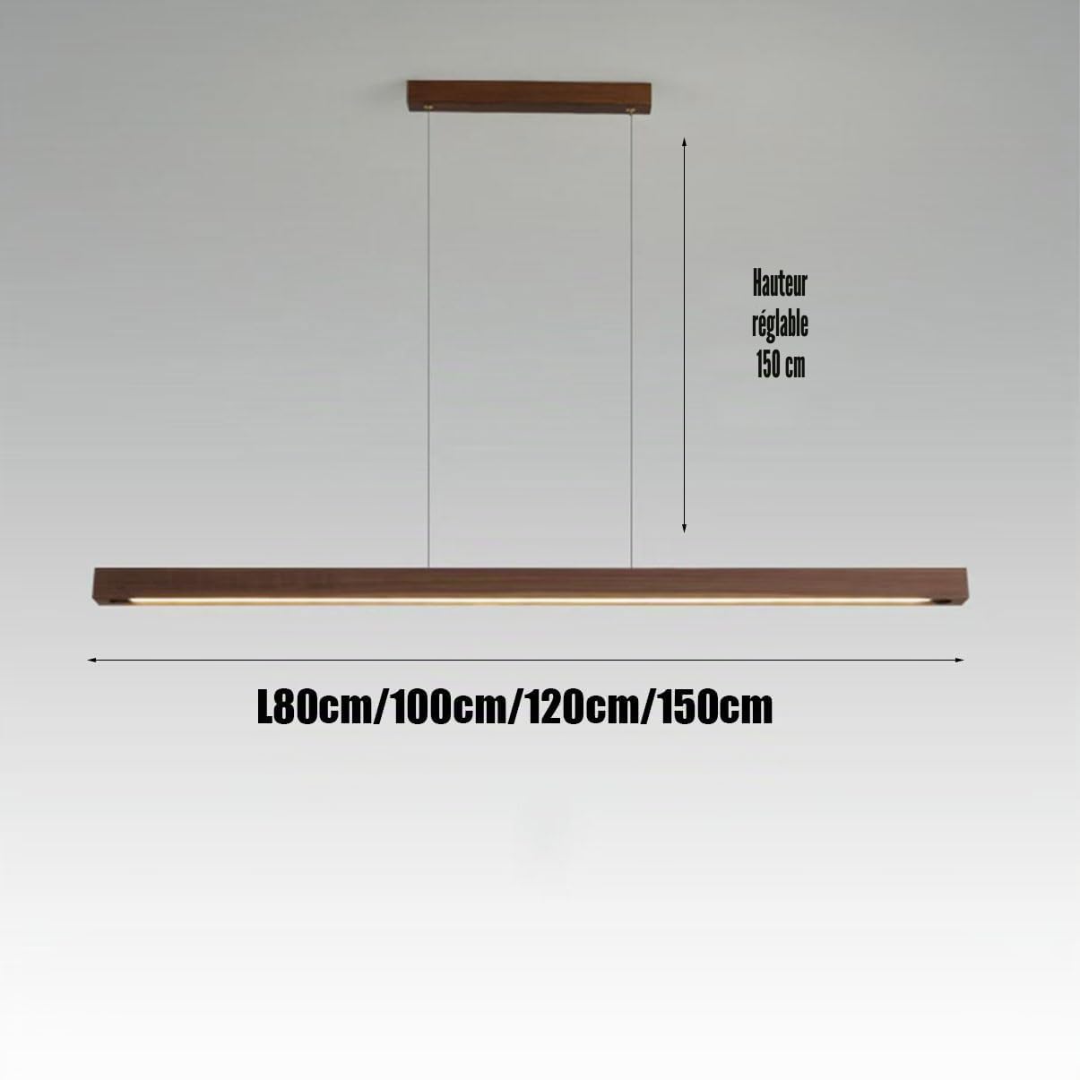 Bellastein Bois Lampe à suspension LED dimmable table à manger lampe à suspension, Lampe Suspendue Réglable Avec Télécommande pour Salle à Manger,Cuisine de Bureau Salon Chambre (Bois-1, 120cm)